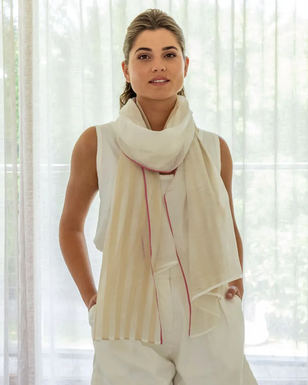 ELMS+KING EK Scarf - Taupe Stripe