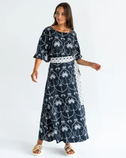 ELMS+KING La Rocco Wrap Skirt - Navy Palm