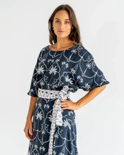 ELMS+KING Whitehaven Blouse - Navy Palm